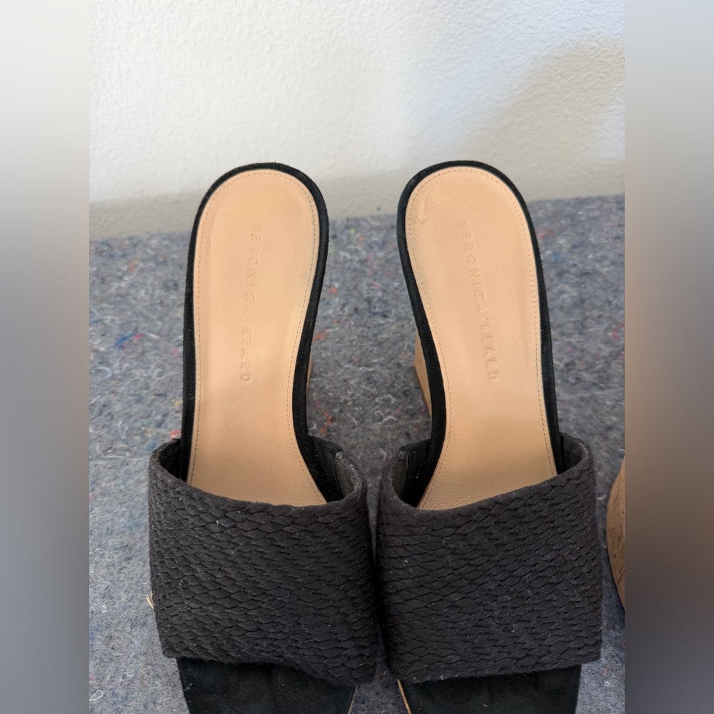Set of 2 Veronica Beard Black Textured Slip-On Mules 8.5